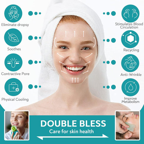 AURUZA Ice Face Roller and Gua Sha Set, Ice Roller for Face & Eye Puffiness Relief Beauty Facial Rollers Mold Icing Self Skin Care Massage Cube Sk...